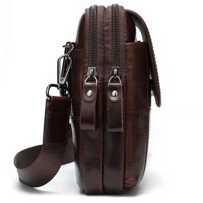 Сумка компактна чоловіча шкіряна Vintage 14938 коричнева