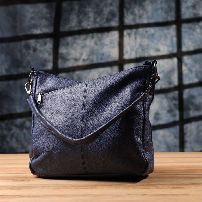 Сумка для жінок на два відділення з натуральної шкіри Vintage 23013 синя