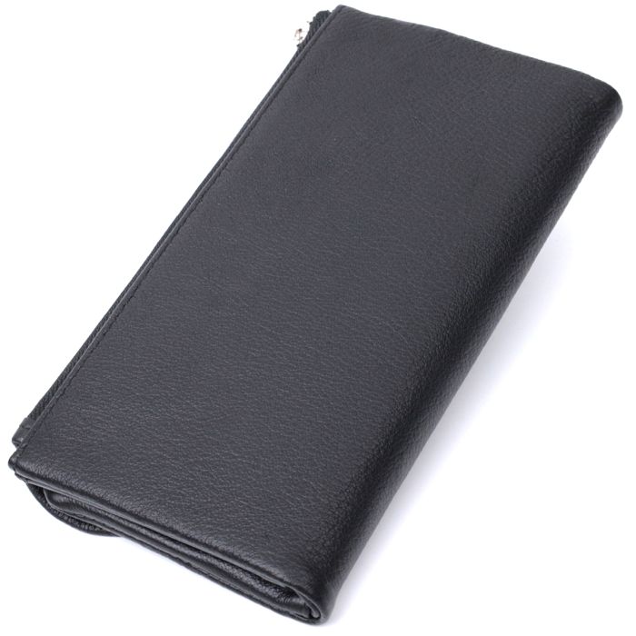 Жіноче портмоне з блоком для карт з натуральної шкіри ST Leather 22698 чорне