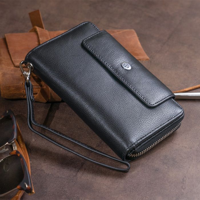 Кошелек из кожи на защелке ST Leather 19339 черный
