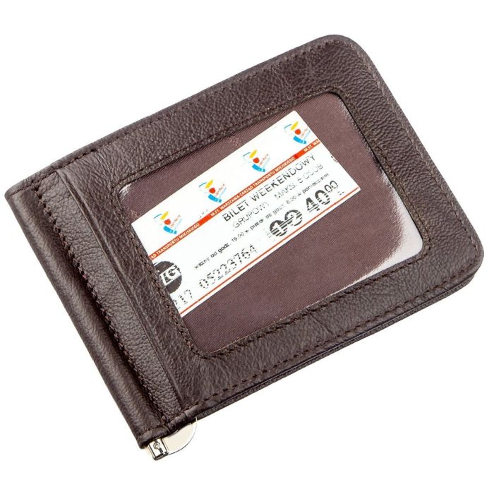 Зручний чоловічий затискач для купюр ST Leather 18938 коричневий