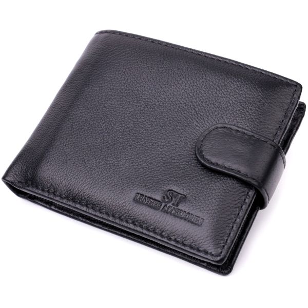 Горизонтальний чоловічий гаманець із натуральної шкіри ST Leather 22443 чорний