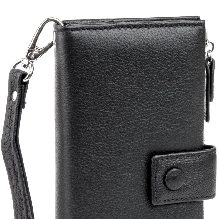 Гаманець шкіряний жіночий на хлястику з кнопкою ST Leather 19280 чорний