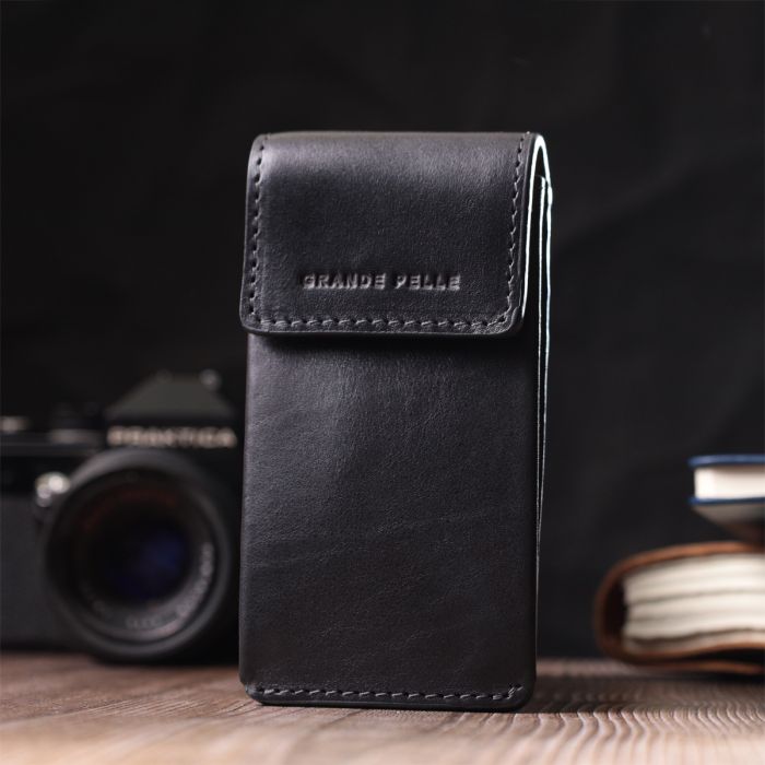Ключница футляр из натуральной кожи GRANDE PELLE 22568 черная
