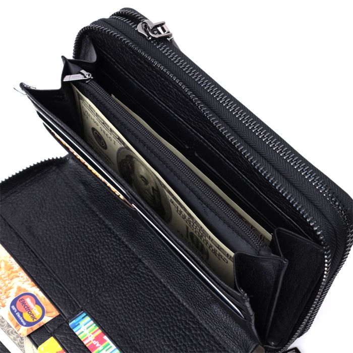 Чоловічий клатч на два відділення із натуральної шкіри ST Leather 22684 чорний