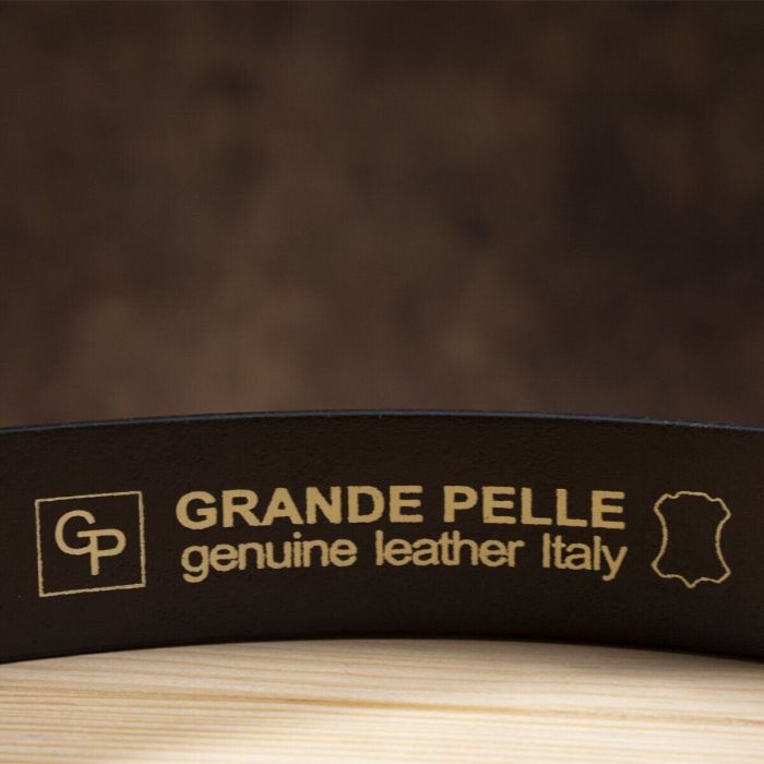 Надійний шкіряний італійський ремінь Grande Pelle 00242 коричневий
