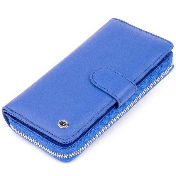 Вертикальный вместительный кошелек из кожи унисекс ST Leather 19305 синий