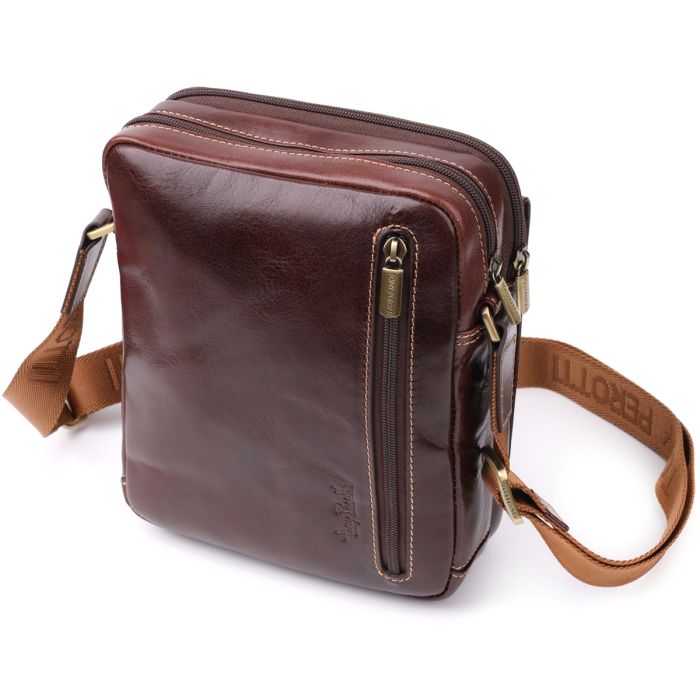 Мужская сумка с карманами из гладкой натуральной кожи Tony Perotti 20856_1 (9148-17 moro) коричневая