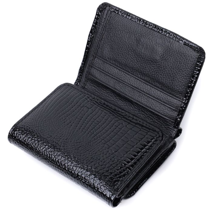 Жіночий стильний гаманець із фактурної натуральної шкіри ST Leather 22732 чорний