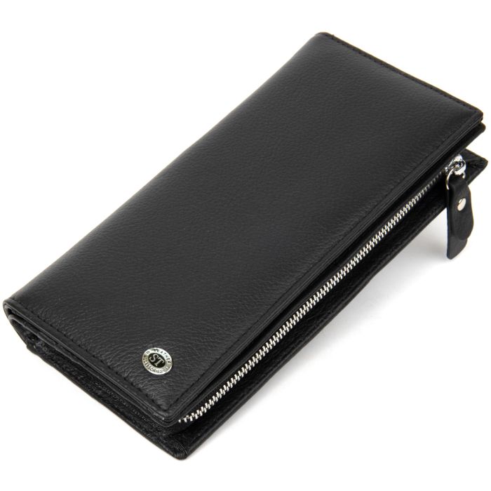 Практичный кожаный кошелек-клатч ST Leather 19371 черный