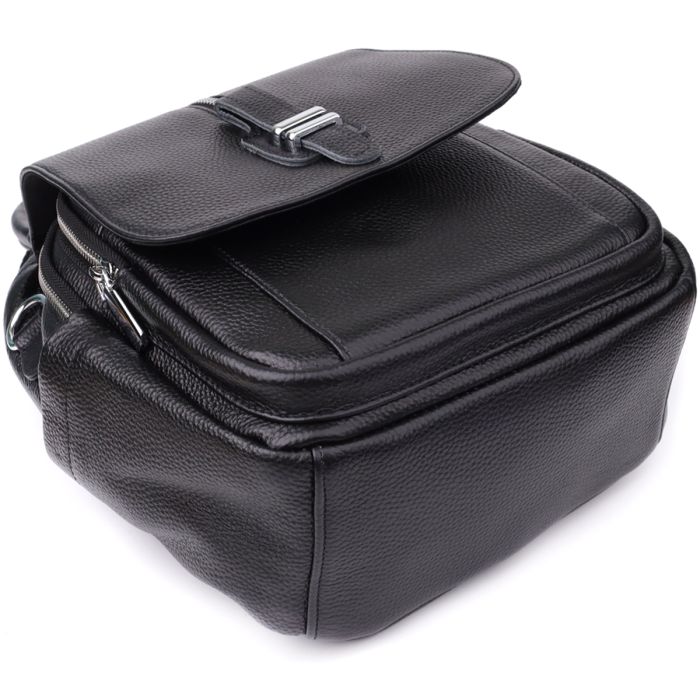 Компактний жіночий рюкзак з натуральної шкіри Vintage 23058 чорний