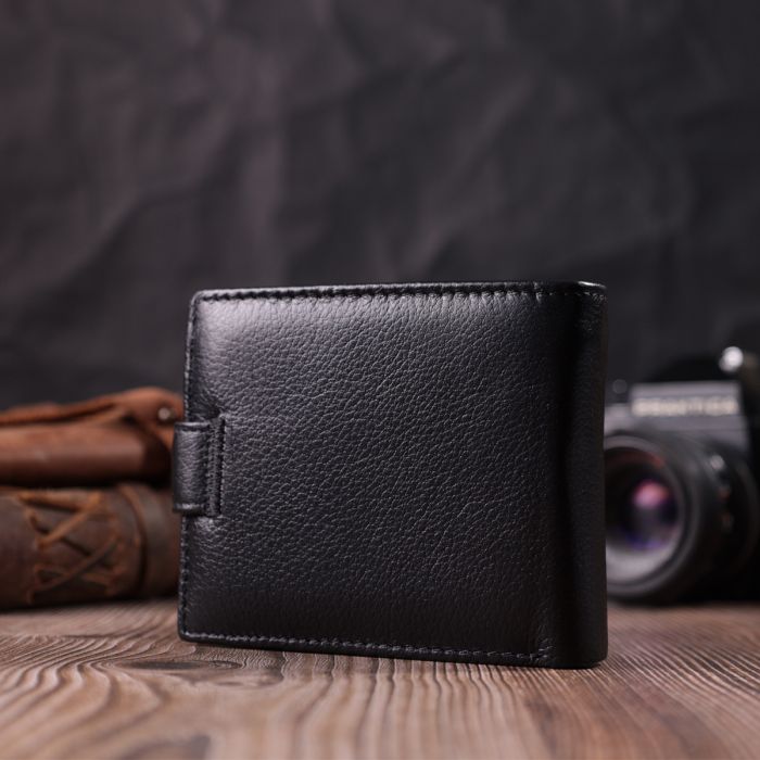 Гаманець для чоловіків зручного розміру із натуральної шкіри ST Leather 22461 чорний