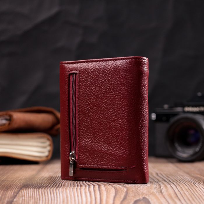 Шкіряний жіночий гаманець з монетницею ST Leather 19492 бордовий