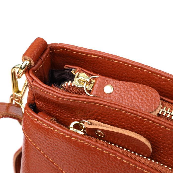 Жіноча сумка з натуральної шкіри з формостійким дном Vintage 22983 коричнева