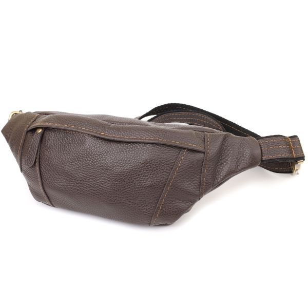 Сумка-бананка для чоловіків з натуральної зернистої шкіри Shvigel 23128 коричнева