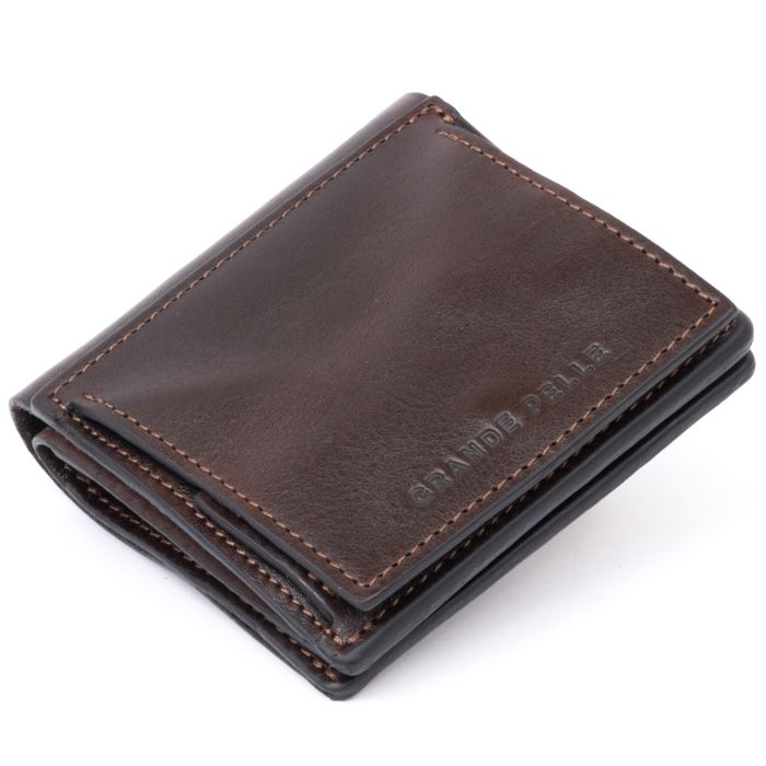 Вертикальне глянсове портмоне з накладною монетницею Grande Pelle 11330