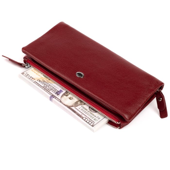 Кошелек-клатч из кожи с карманом для мобильного ST Leather 19311 бордовый