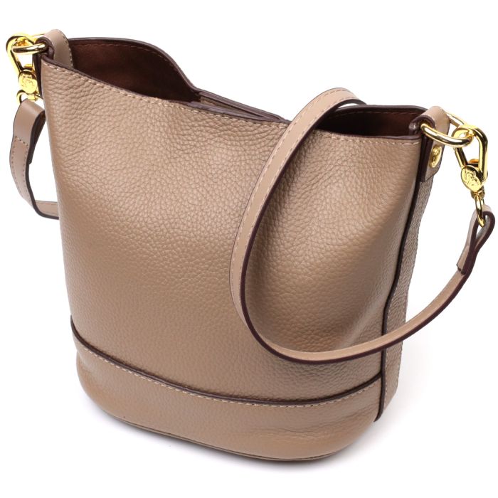 Женская сумка с автономной косметичкой из натуральной кожи Vintage 22364 бежевая