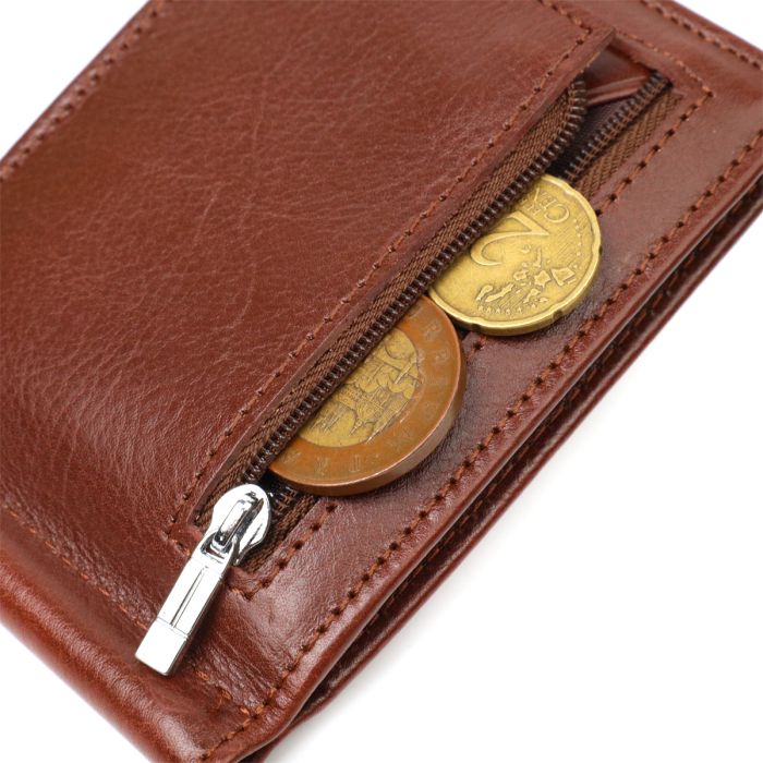 Удобный зажим для денег из натуральной гладкой кожи ST Leather 19427 коричневый