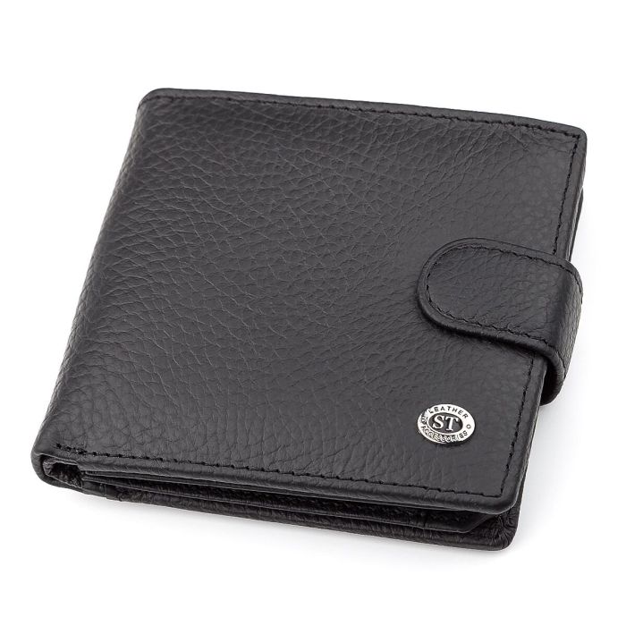 Чоловічий гаманець ST Leather 18345 (ST153) чорний шкіряний