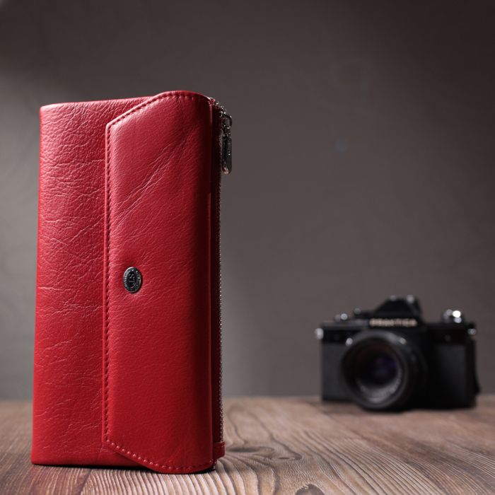 Портмоне для жінок з блоком для карт з натуральної шкіри ST Leather 22699 червоне