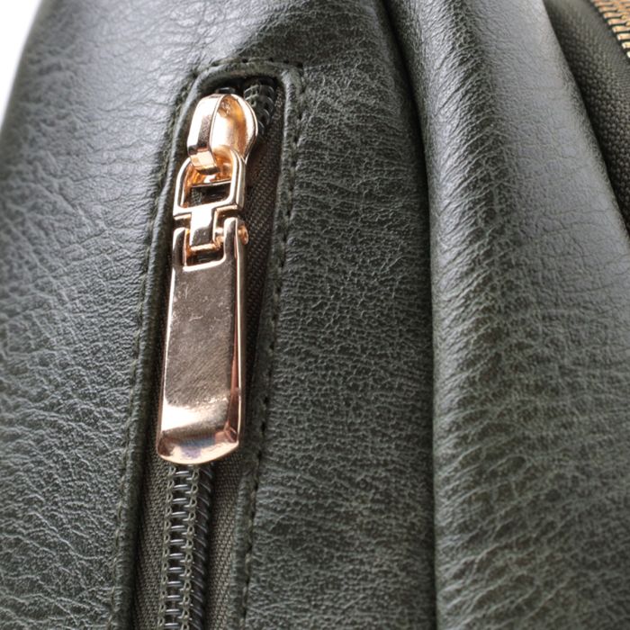 Зручна жіноча сумка з однією лямкою через плече з екошкіри Vintage 22756 зелена