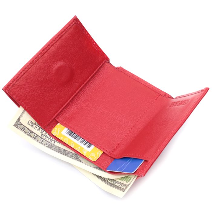Маленький удобный кошелек с монетницей из натуральной кожи ST Leather 22741 красный