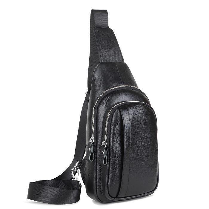 Чоловік шкіряний чорний слінг на плече Tiding Bag A25F-6601A