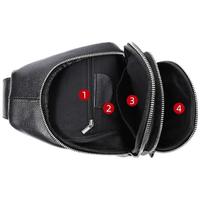 Человек кожаный черный слинг на плечо Tiding Bag A25F-6601A