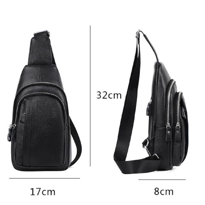 Человек кожаный черный слинг на плечо Tiding Bag A25F-6601A
