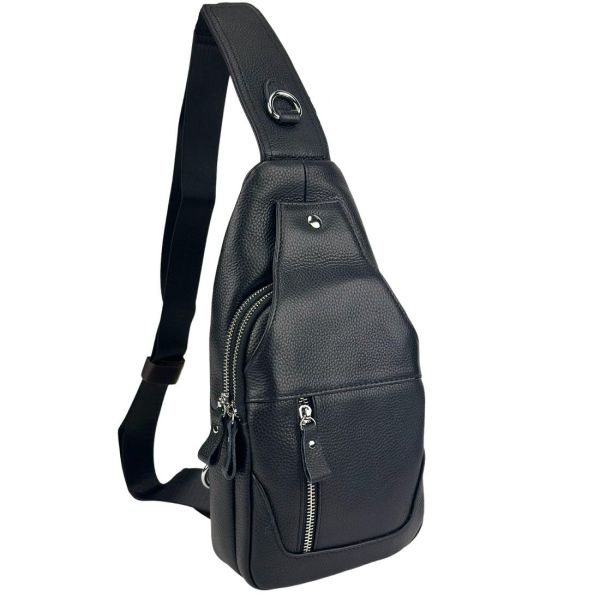 Шкіряний чорний слінг через плече Tiding Bag A25F-6809-1A чорний