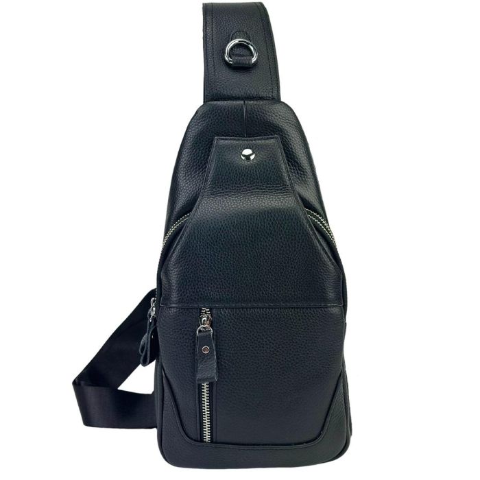 Шкіряний чорний слінг через плече Tiding Bag A25F-6809-1A чорний