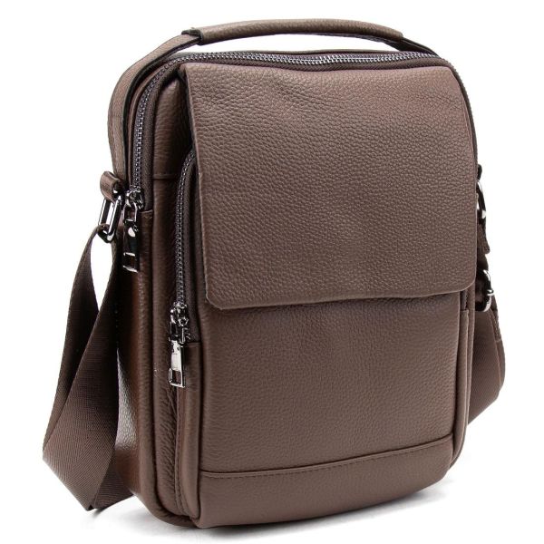 Месенджер шкіряний з ручкою Tiding Bag A25F-FL-9747C коричневий