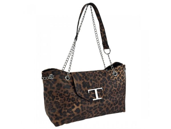 Стильна жіноча сумка з еко-шкіри лео Lilly P1-1603LB коричнева