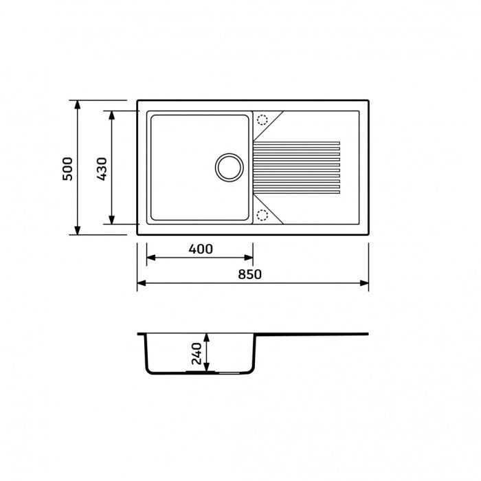 Кухонная мойка Adamant NOVAK белая 850x500x240 мм, с крылом