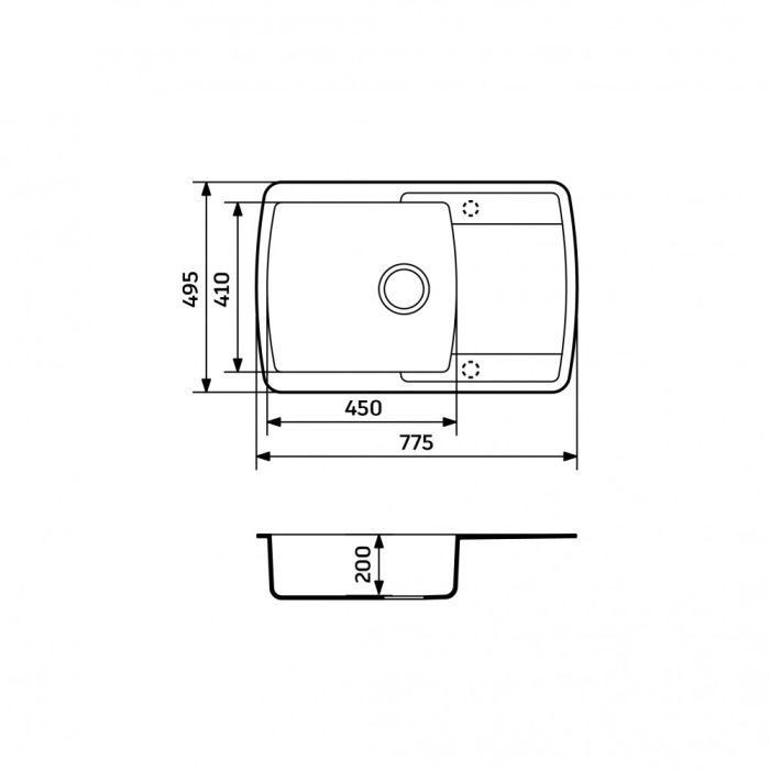 Кухонная мойка Adamant OPTIMAKS коричневая 775x495x200 мм, с крылом