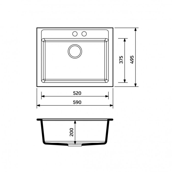 Кухонная мойка Adamant PRIZMA mokko 590x495x200 мм, без крыла