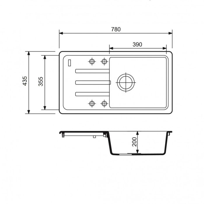 Кухонна мийка Adamant SLIM LONG коричнева 780x435x200 мм, з крилом