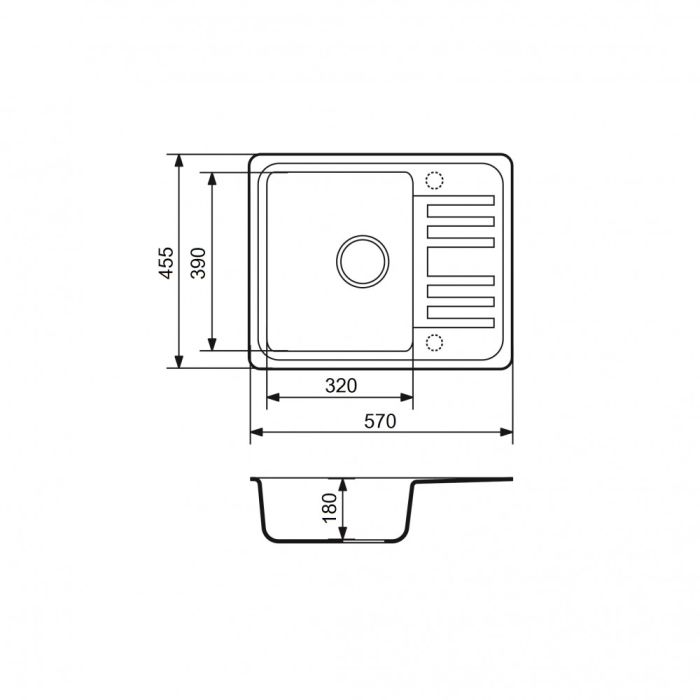 Кухонная мойка Adamant SMALL terra 570x455x180 мм, с крылом