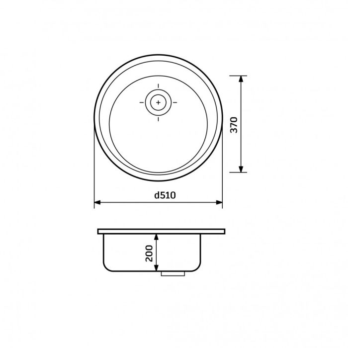 Кухонная мойка Adamant SUN черная d 510x200 мм, без крыла