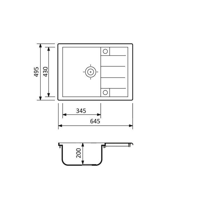 Кухонная мойка Adamant ANILA terra 645x495x200 мм, с крылом