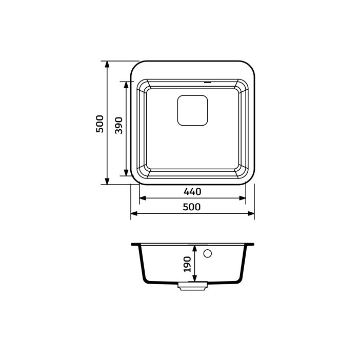 Кухонная мойка Adamant EXIST avena 500x500x190 мм, без крыла