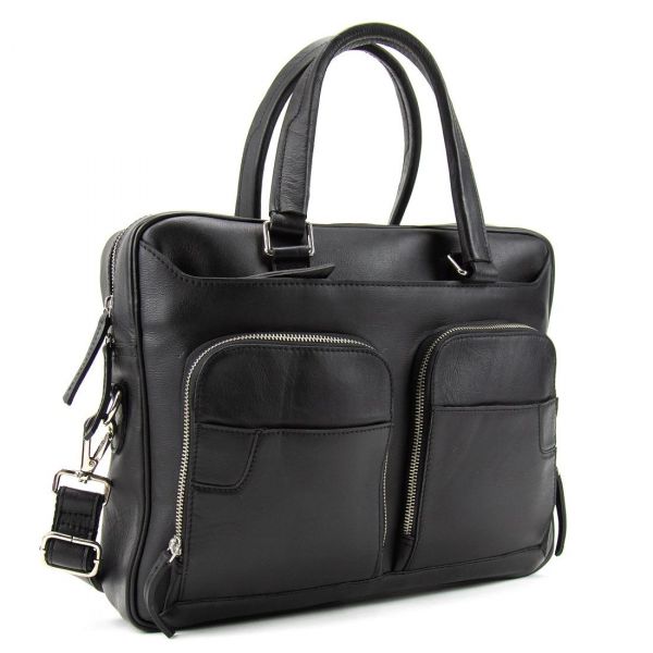 Сумка для документів чорна шкіряна Tavinchi AJ-TV-111A