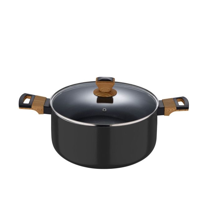 Кастрюля с крышкой Bergner Earth black 28 см 6 л (BG-32037-BK)