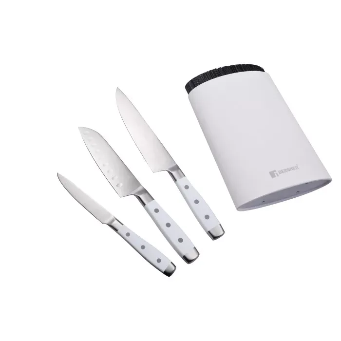 Набор ножей с подставкой Bergner Naturally 4 предмета (BG-41051-WH)