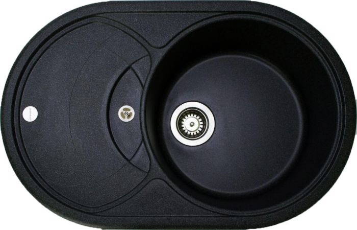 Кухонная мойка Adamant SHELL черный металлик 770x495x200 мм, с крылом