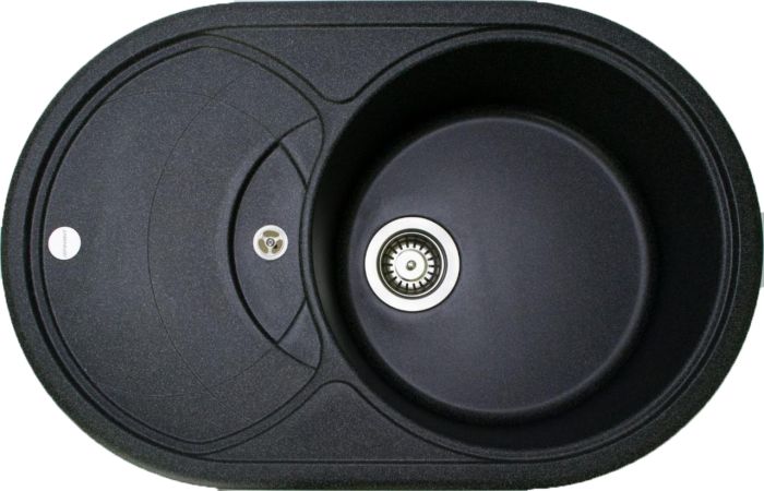 Кухонна мийка Adamant SHELL чорна 770x495x200 мм, з крилом