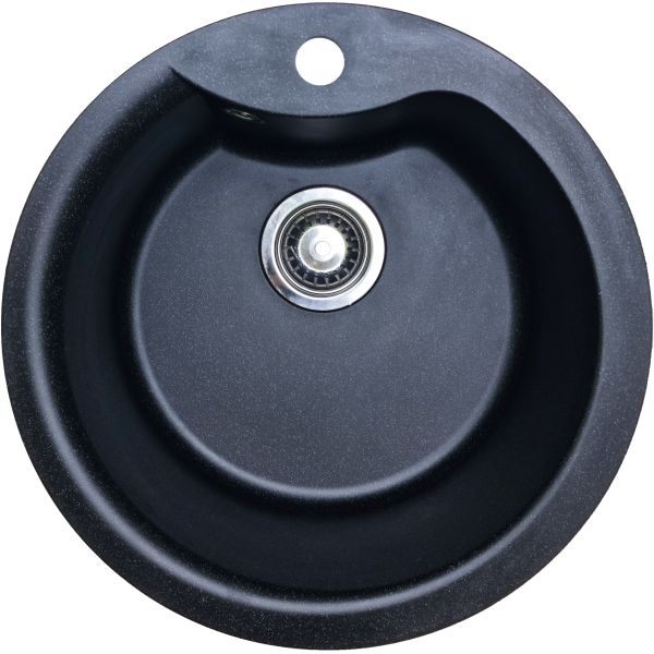 Кухонна мийка Adamant WAVE чорний металік d 485x210 мм, без крила