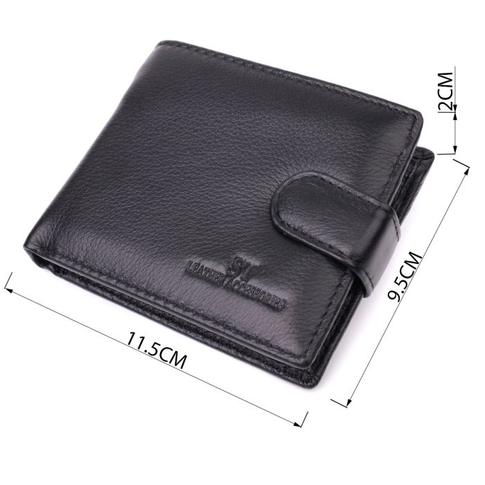 Гаманець для чоловіків зручного розміру з натуральної шкіри ST Leather 22463 чорний