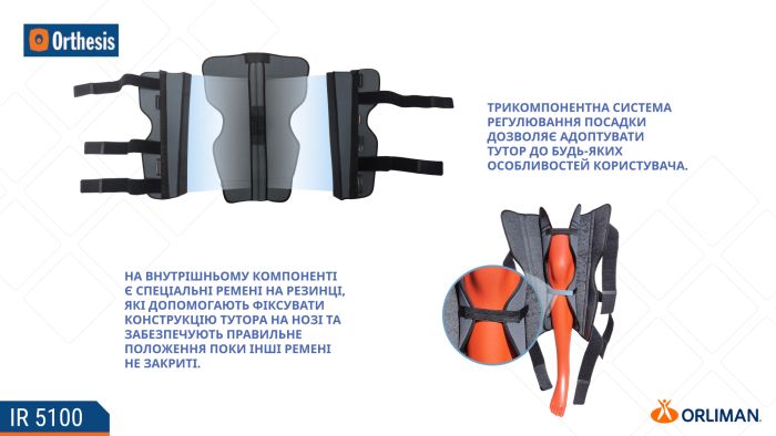 Тутор колінного суглоба з бічними та задніми жорсткими пластинами універсальний IR 5100 Orliman